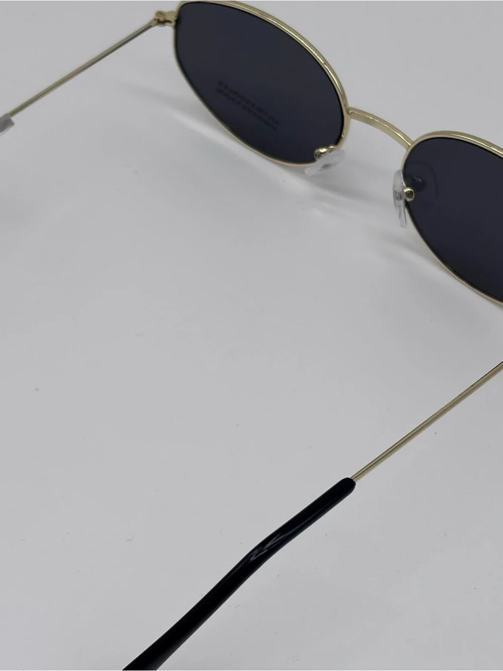 Retro Gold Oval Wireframe Sunglasses with Black Lenses